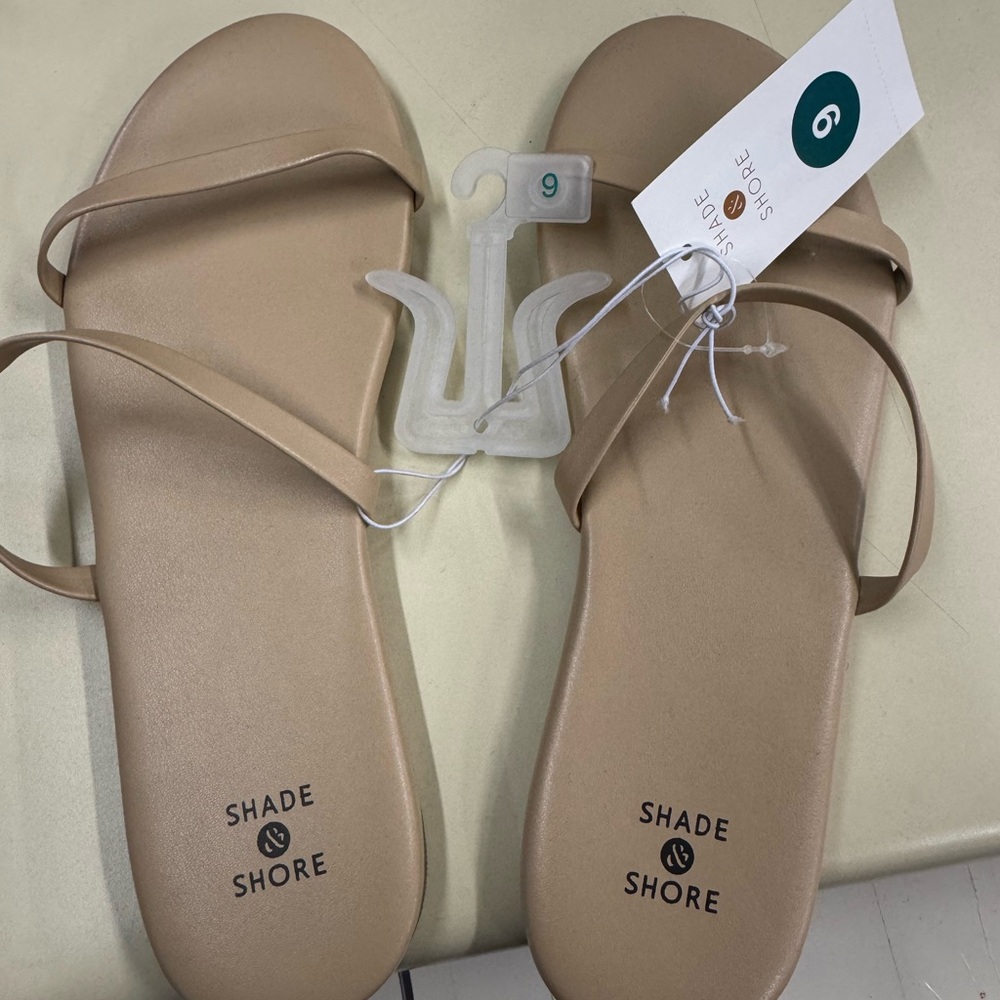 NWT Shade & Shore Womens Indi Slide Sandals 89255338 Tan Brown